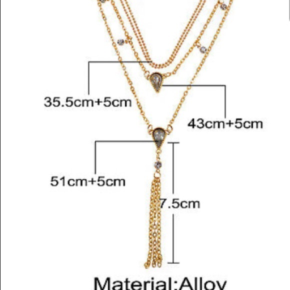 Crystal Teardrop Layered Necklace - Picture 4 of 6